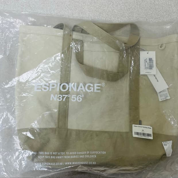 에스피오나지(ESOPIONAGE) 헤비 캔버스 토트백 베이지 상품이미지1