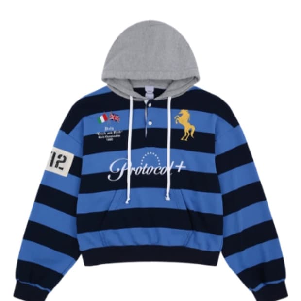Protocol 프로토콜인덱스 스트라이프 폴로 후드 새상품