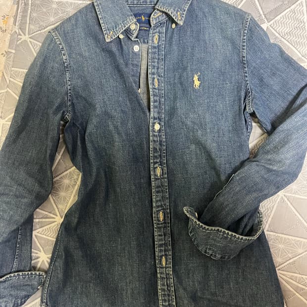 폴로 랄프로렌 우먼 커스텀 핏 데님 셔츠 xs