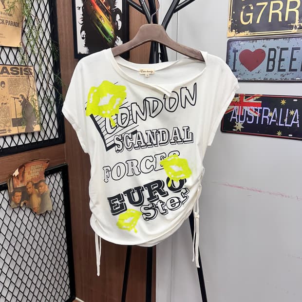 Funky Lettering One-Shoulder T-Shirt