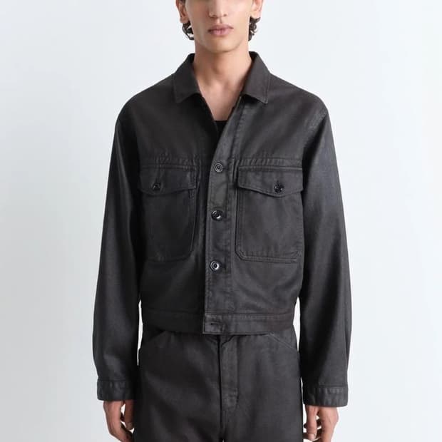 르메르 왁싱 코팅 데님 자켓 블랙 48