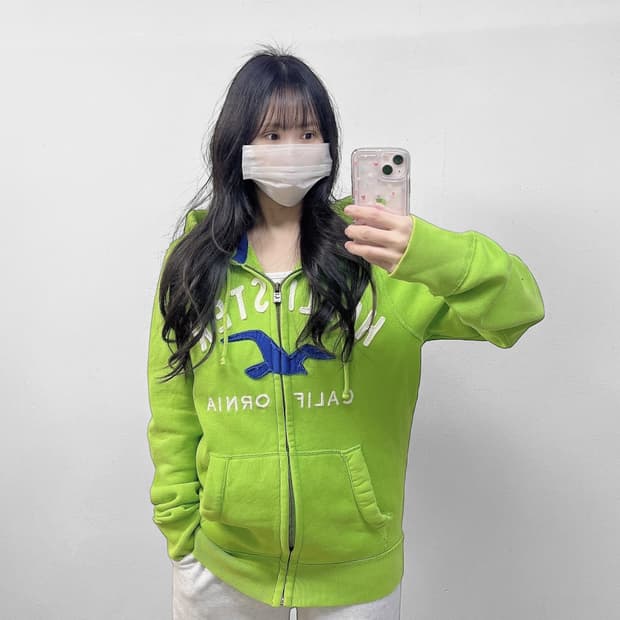 홀리스터 아치 로고 후드집업 그린