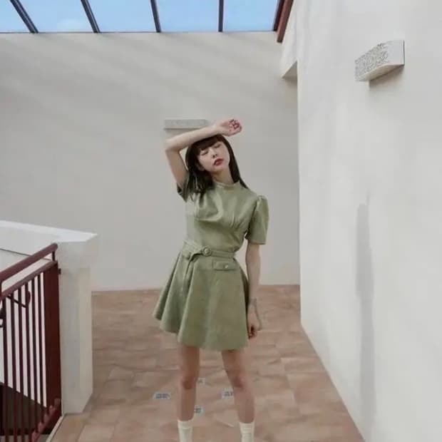 lmml studio 체크 트위기 원피스 그린