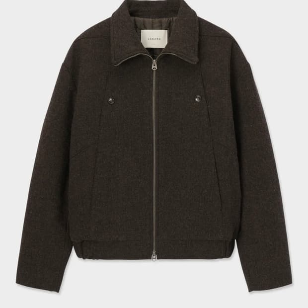 르마드 울 더블 포켓 하이넥 자켓 - 브라운