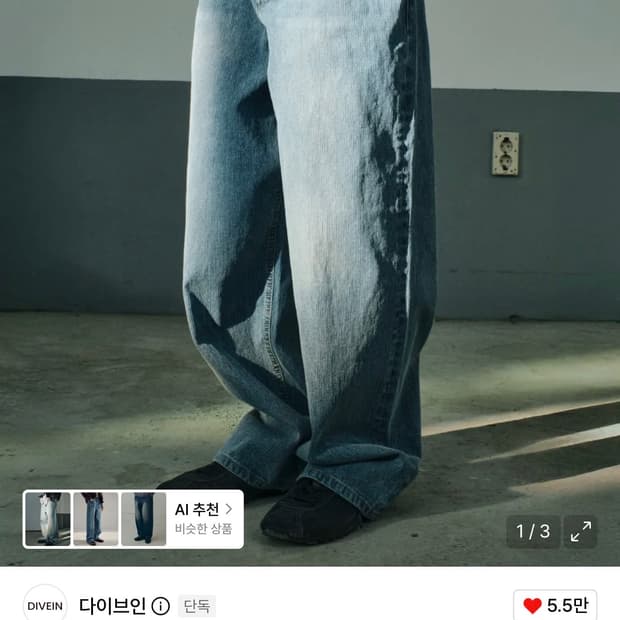 다이브인 loosed wide denim pants