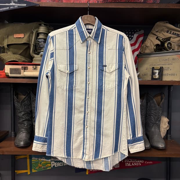 90s 랭글러 스트라이프 롱테일즈 카우보이 웨스턴셔츠 N598 