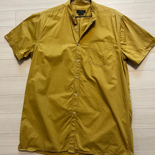 자라 남성 반팔 셔츠 L 겨자색