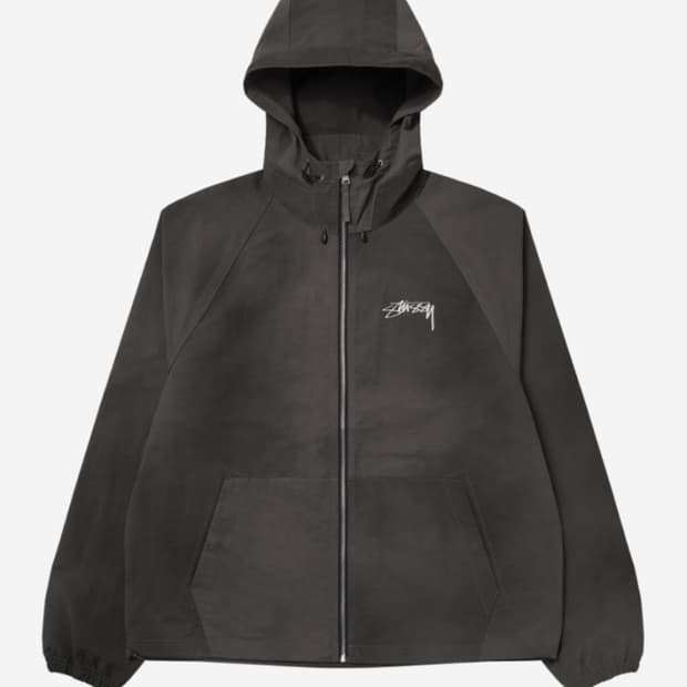 M) 스투시 웨이브 다이 비치 쉘 자켓 블랙 후드 바람막이