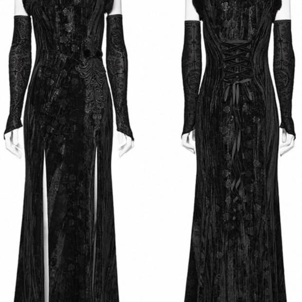 펑크레이브 고딕 치파오 롱 드레스