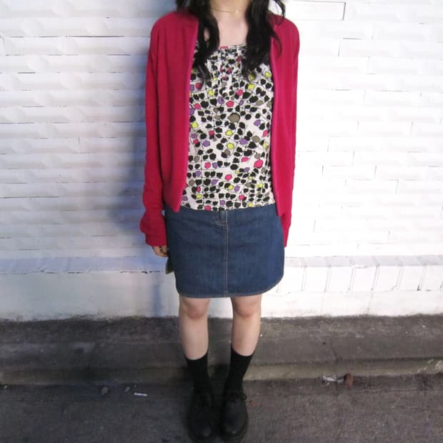 씨 바이 끌로에 데님 미니 스커트 백 로고 패치 디테일 중청