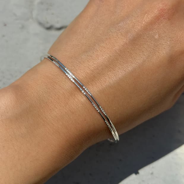 Simple Dot 925Silver Bangle Bracelet