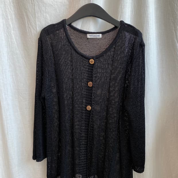 블랙 테이프얀 가디건(L)