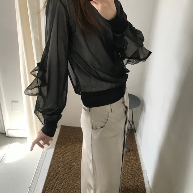 sheer frill top