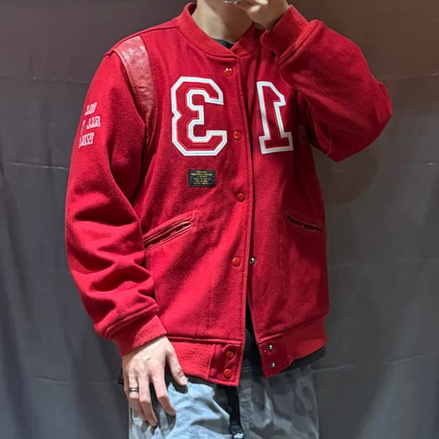 XL BRATSON 13 패치 레드 바시티 자켓