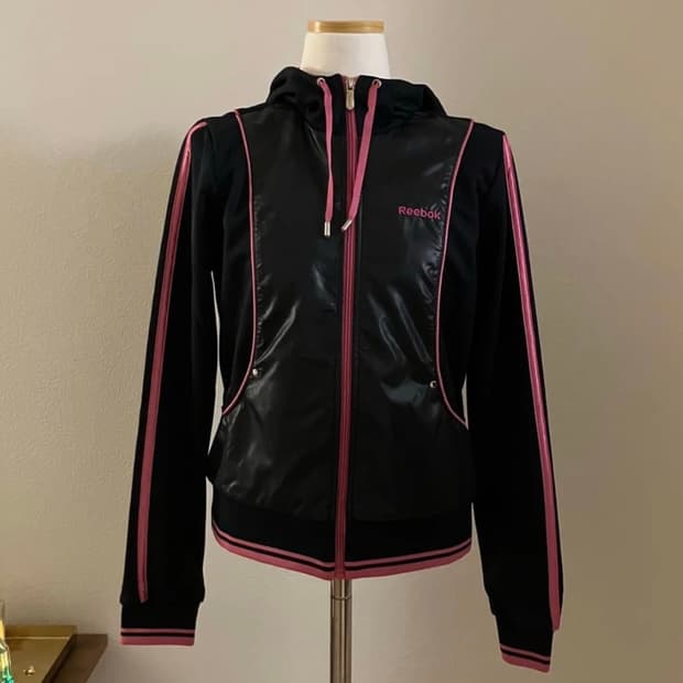 리복 블랙핑크 후드 집업