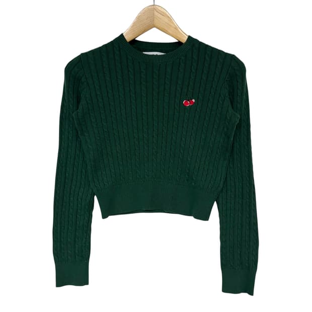 키르시 체리 케이블 크롭 니트