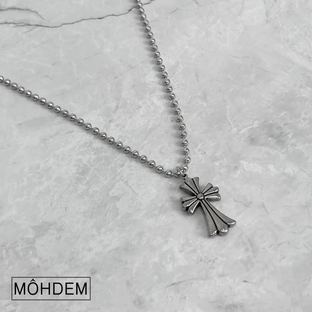 [Unisex] 크로스 크롬 체인 목걸이
