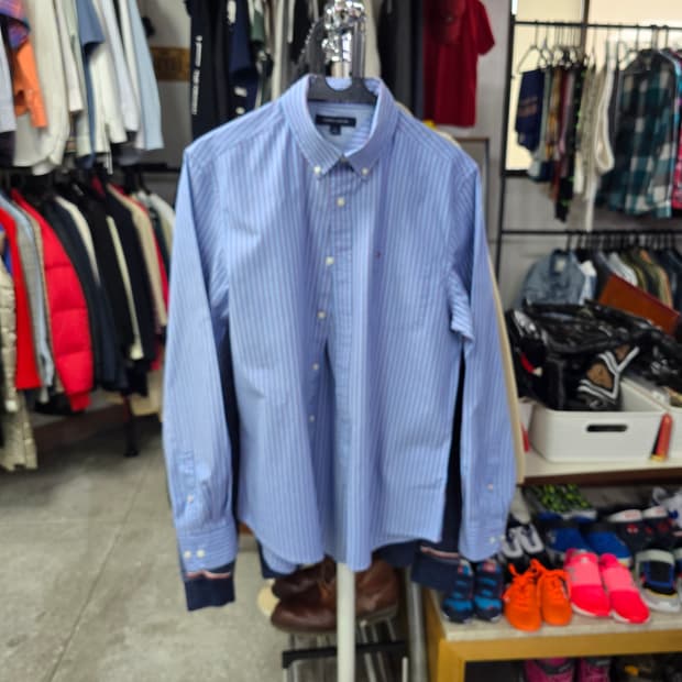 타미힐피거 스트라이프 셔츠 하늘색 (1365)