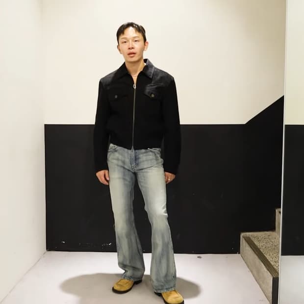 엘무드 로데오 트러커 블루종 자켓 빈티지 블랙 46