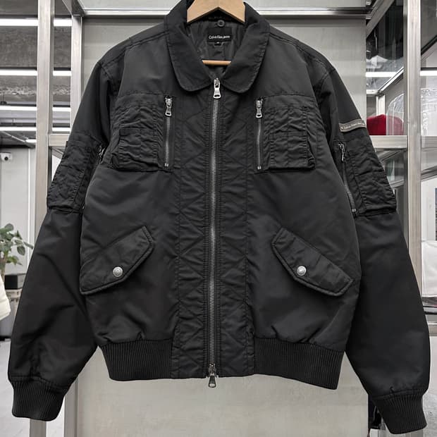 캘빈 클라인 00s 유틸리티 멀티 포켓 봄버 자켓
