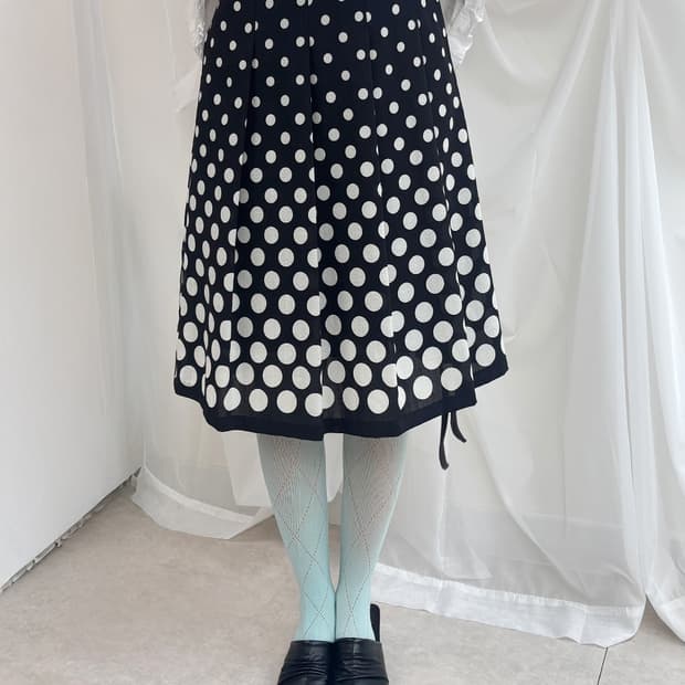 TRUDEA gradient dot pleated midi skirt
