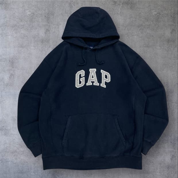 GAP 네이비 컬러 스펠아웃 빅로고 후드티