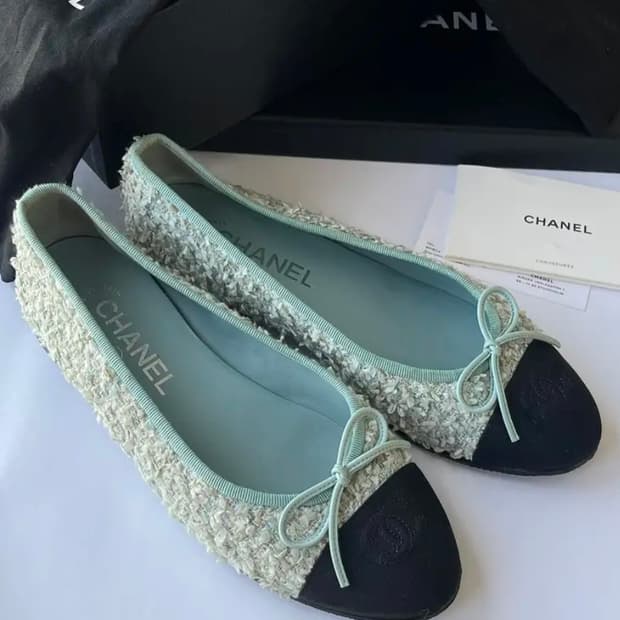 샤넬 트위드 발레리나 슈즈 36