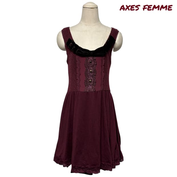 3803 엑시즈팜 레이스 벨벳 니트 나시원피스