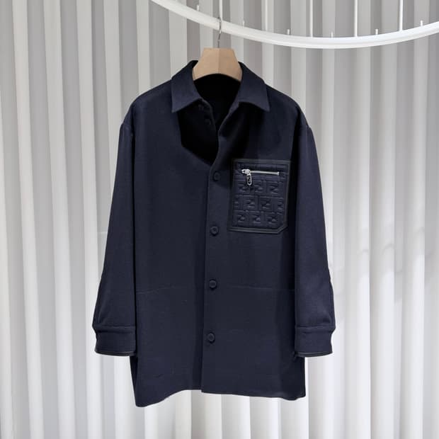 48 / 펜디 FF로고 블랙 캐시미어 코트