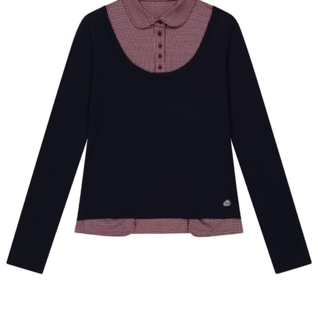 코이세이오 리버서블 칼라 롱슬리브 네이비