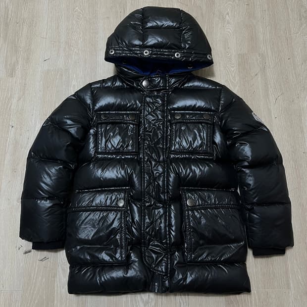 디젤 키즈 와펜 다운 후드패딩 점퍼 유광 블랙 6세