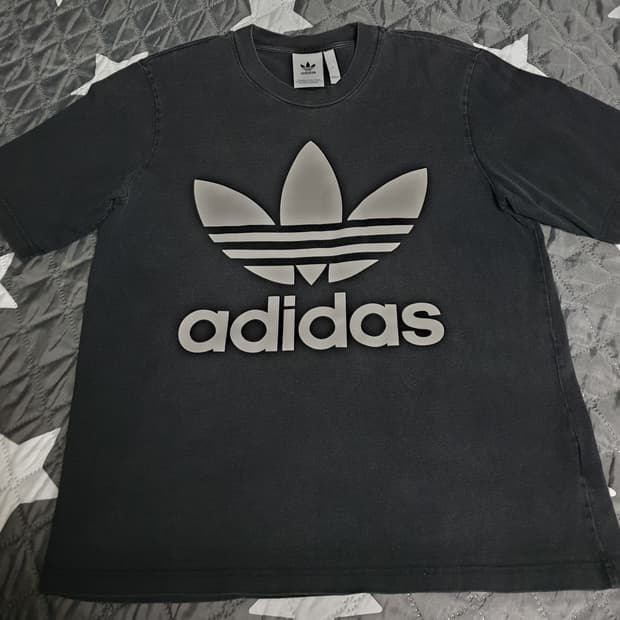 아디다스 오버핏 혜비코튼 파이어버드 빅로고 반팔티 (L)