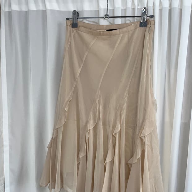 vintage lace pink beige slim skirt 