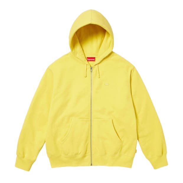슈프림 스몰 박스 집업 후드 스웨트셔츠 애시드 옐로우 - 23FW