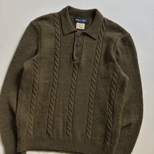 Polo 폴로 골프 카키 캐시미어 알파카 카라 니트