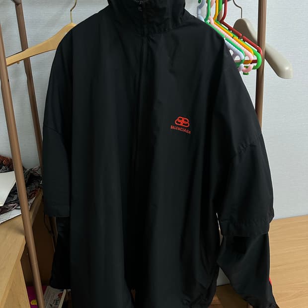 [48]발렌시아가 남성 아이콘 레이어드 트랙 윈드브레이커 집업 자켓