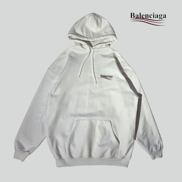 [XS]발렌시아가 폴리티컬 캠페인 로고 화이트 후드티(백화점판)