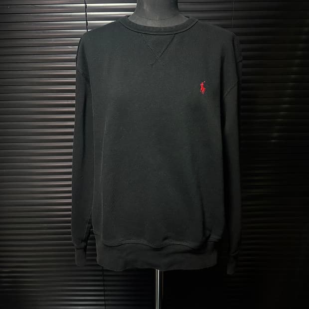폴로 랄프로렌 스웻 셔츠 맨투맨 블랙 레드 S 90 긴팔 기모 포니 기본