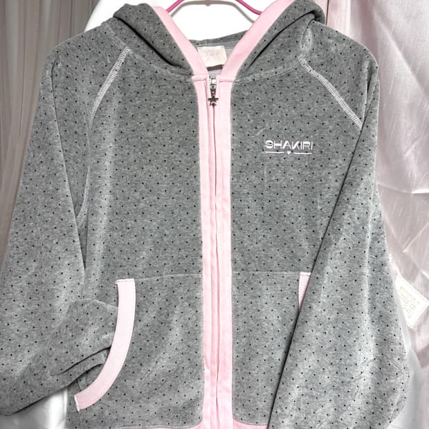 샤키리 테리 도트 래글런 후드집업