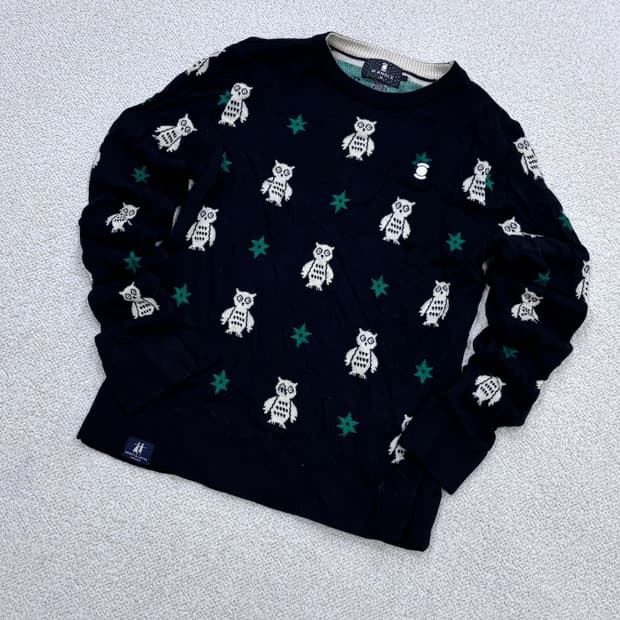 95 와이드앵글 부엉이패턴 골프 니트 0427E