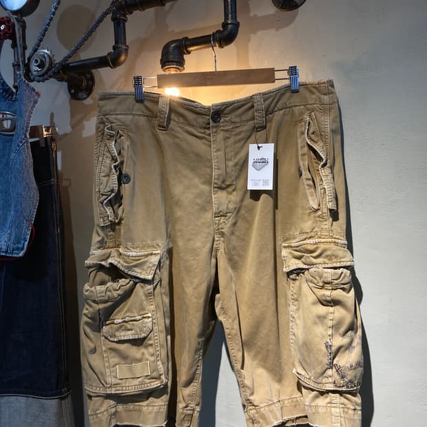 아베크롬비 앤 패치 프린팅 베이지 카고 팬츠 버뮤다 팬츠