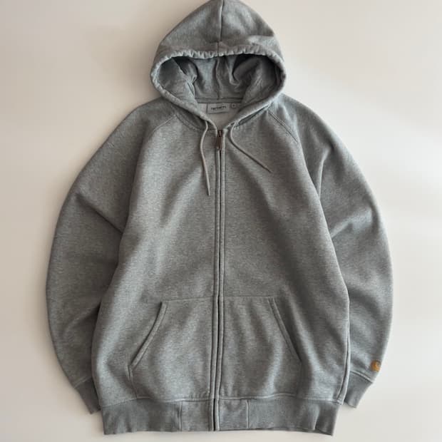 칼하트 WIP 그레이 기모 후드 집업 XL