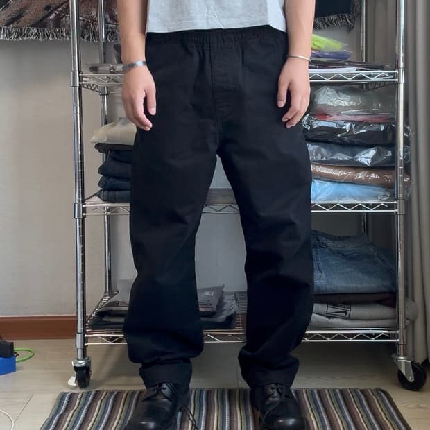 스투시 비치 워크 팬츠 블랙