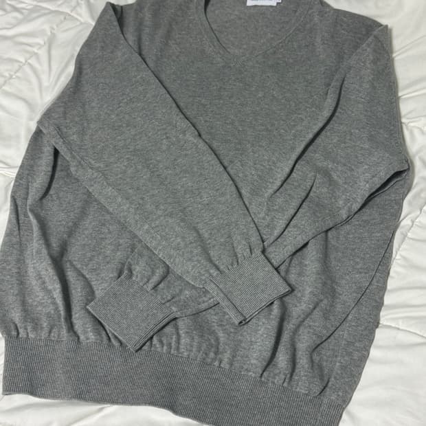 스테디에브리웨어 코튼 브이넥 니트 멜란지 그레이 [3]