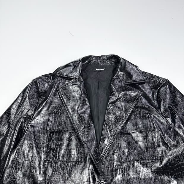 VTG 빈티지 레자 블랙 가죽 블레이저 자켓 (XXL)