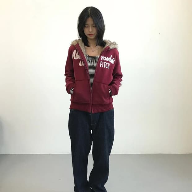 Abercrombie Wolf Logo Fur Lined Hoodie