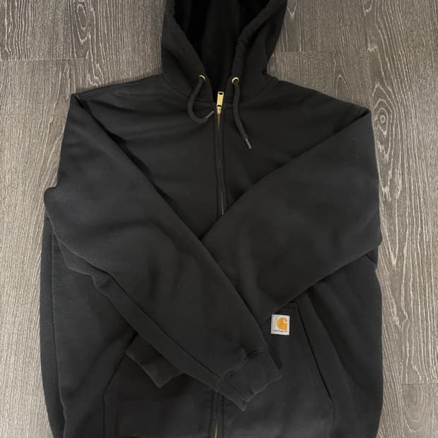 칼하트 루즈 핏 미드웨이트 레귤러 풀 집 스웨트셔츠 블랙