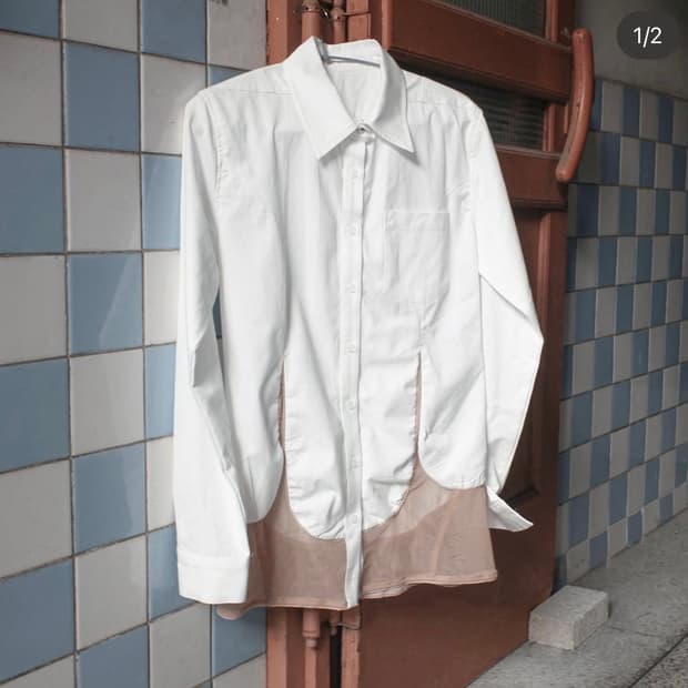 울리카상투스 mesh paneled shirt white 셔츠