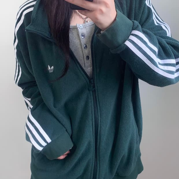 Adidas 아디다스 딥그린 테리코튼 부클 트랙탑