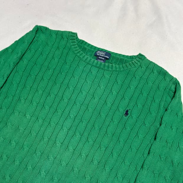 XL 폴로랄프로렌 그린 케이블 니트